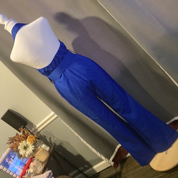 NWT WOMEN SZ L EMMIOL ROYAL BLUE BELTED SLEEVELESS JUMPSUIT - Picture 8 of 14